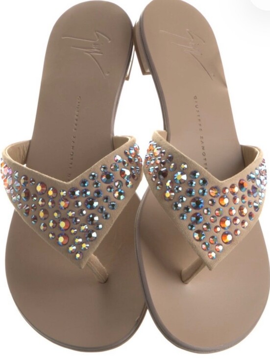 Giuseppe Zanotti Shoes - Giueseppe Zanotti Suede Crystal Embellishment Slides Sandals 37 US 7 $695